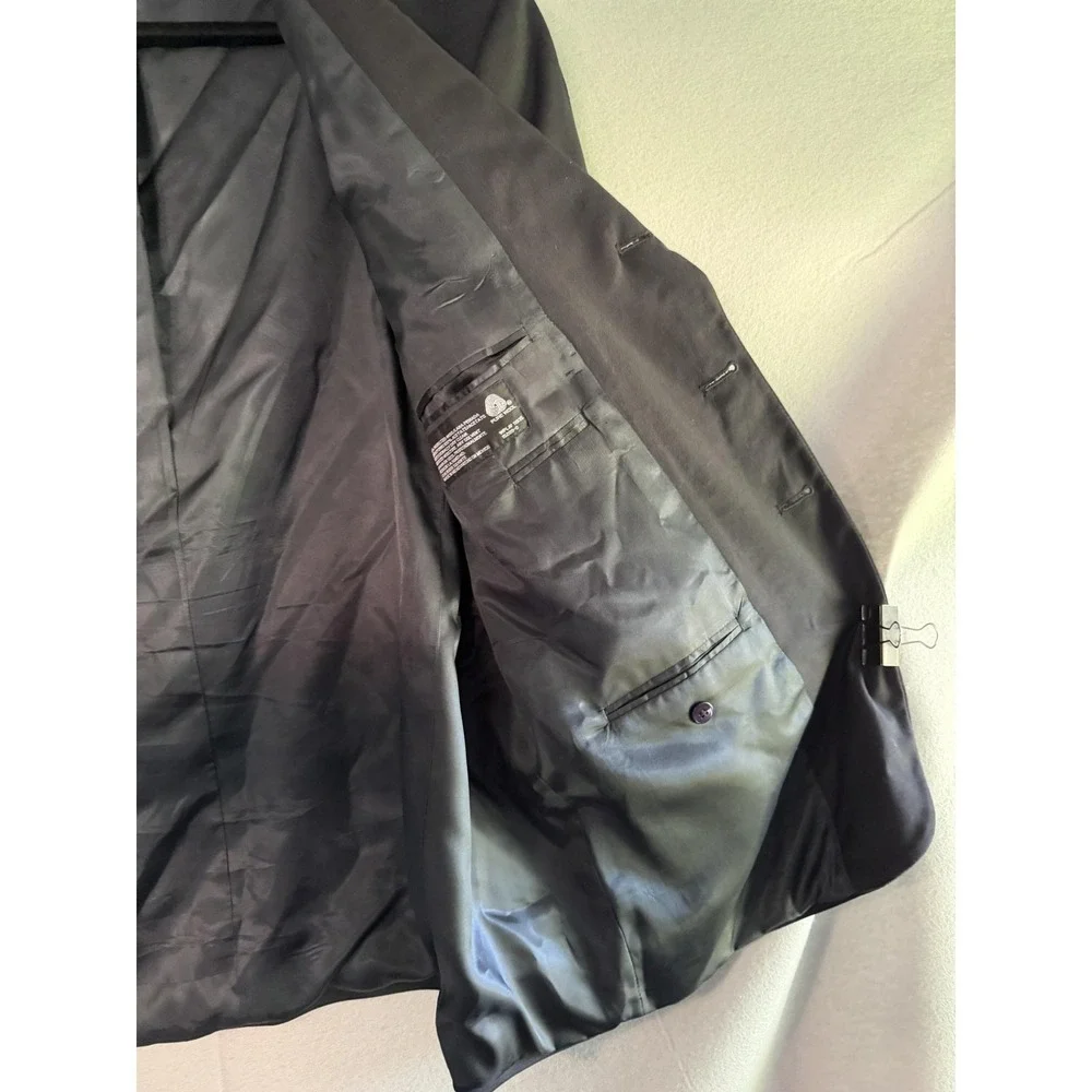 Stafford‎ Suit Jacket Mens 46S Black 100% Wool Classic Formal Business Wedding